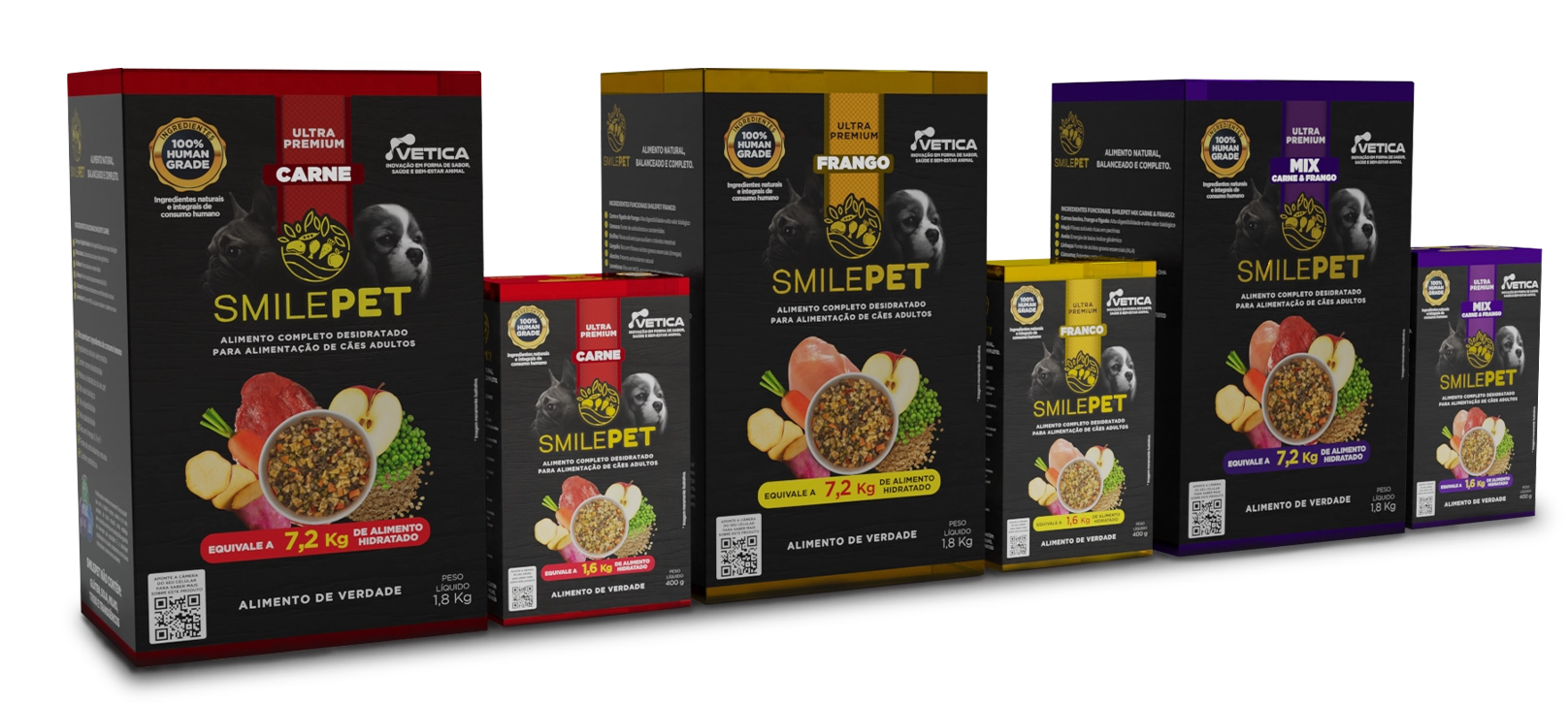 Caixas dos produtos smilepet 